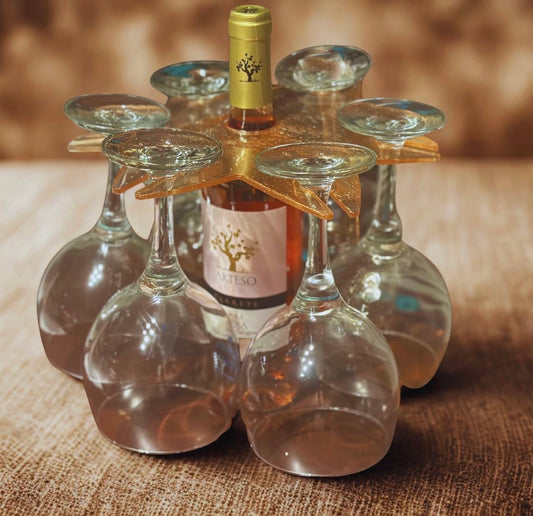 Wine Bottle Rack with 6 Glass Holders – Star Design